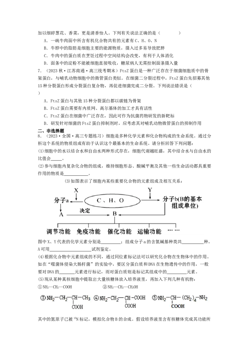 专题04核酸（原卷版）_2024年新高考资料_1.2024一轮复习_备战2024年高考生物一轮复习抢分特训（全国通用）_专题04核酸-备战2024年高考生物一轮复习抢分特训（全国通用）