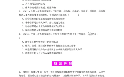 专题04核酸（原卷版）_2024年新高考资料_1.2024一轮复习_备战2024年高考生物一轮复习抢分特训（全国通用）_专题04核酸-备战2024年高考生物一轮复习抢分特训（全国通用）