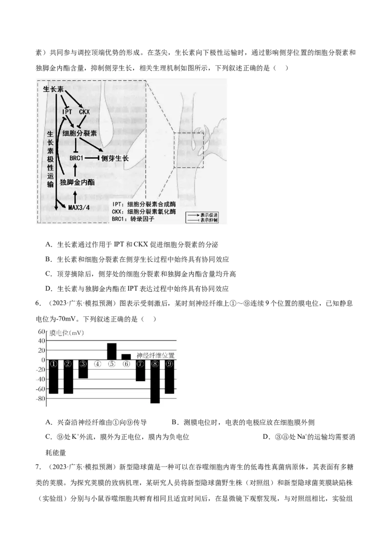 押广东卷选择题第15题稳态与调节模块（原卷版）_2024年新高考资料_5.2024三轮冲刺_备战2024年高考生物临考题号押题（广东专用）323137816