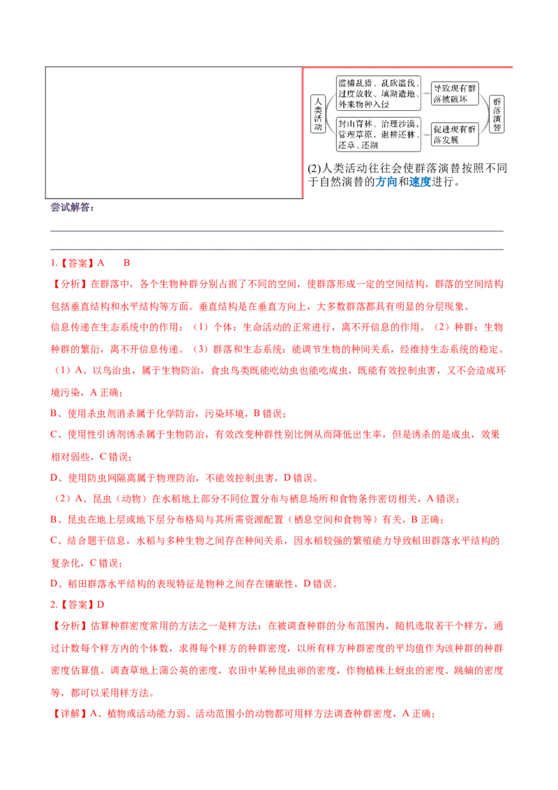 押新高考卷种群和群落（解析版）-备战2024年高考生物临考题号押题（新高考通用）_2024年新高考资料_5.2024三轮冲刺_备战2024年高考生物临考题号押题（新高考通用）322745222