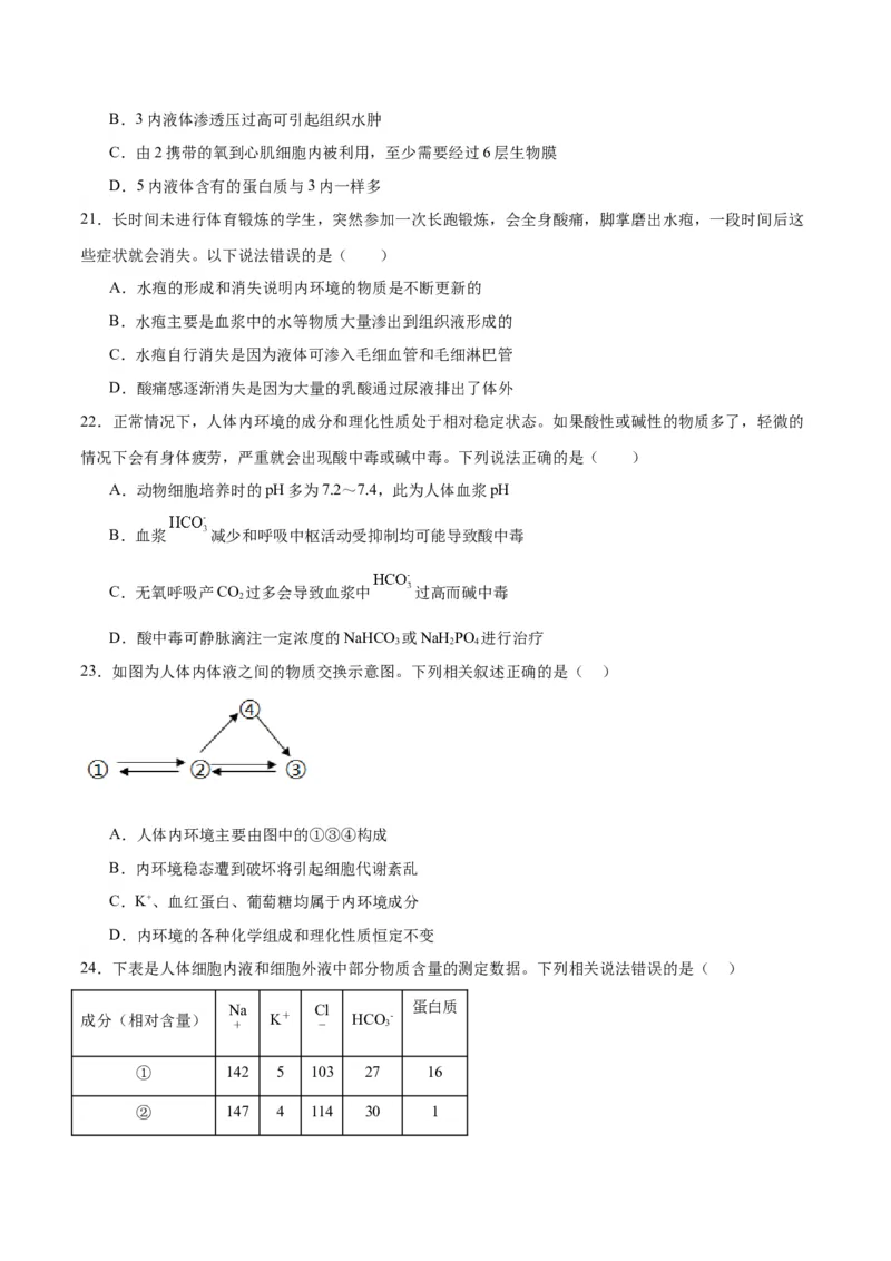专题25内环境与稳态（原卷版)_2024年新高考资料_3.2024专项复习_备战2024年高考生物一轮复习重难点专项突破_专题25内环境与稳态-备战2024年高考生物一轮复习重难点专项突破