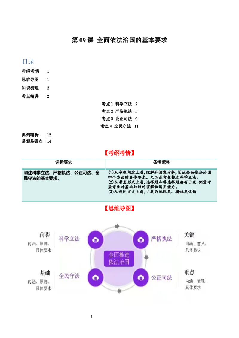 第九课全面依法治国的基本要求（精品讲义）_新高考复习资料_2024年新高考资料_一轮复习资料_完2024年高考政治一轮复习考点帮（课件+讲义+练习）（新教材新高考）_764