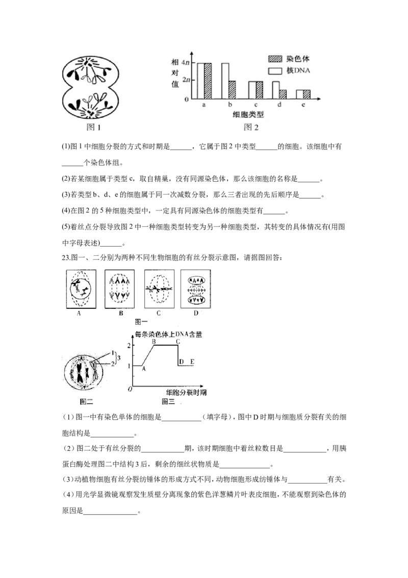 2022届高考生物二轮复习专题综合练（三）：细胞的生命历程（有解析）_新高考复习资料_2022年新高考复习资料_2022届高考生物二轮复习专题综合练（含解析）