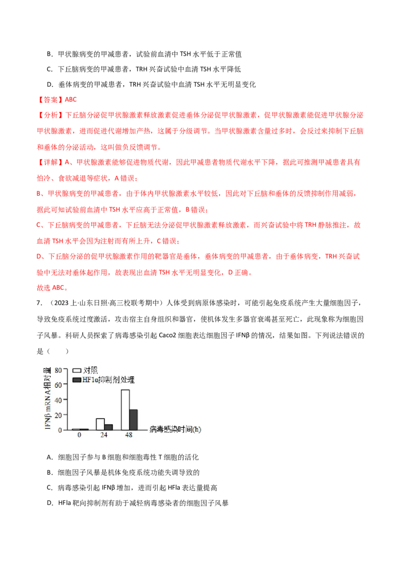 专题07动物生命活动调节（解析版）_2024年新高考资料_3.2024专项复习_2024年高考生物热点&middot;重点&middot;难点专练（新高考专用）