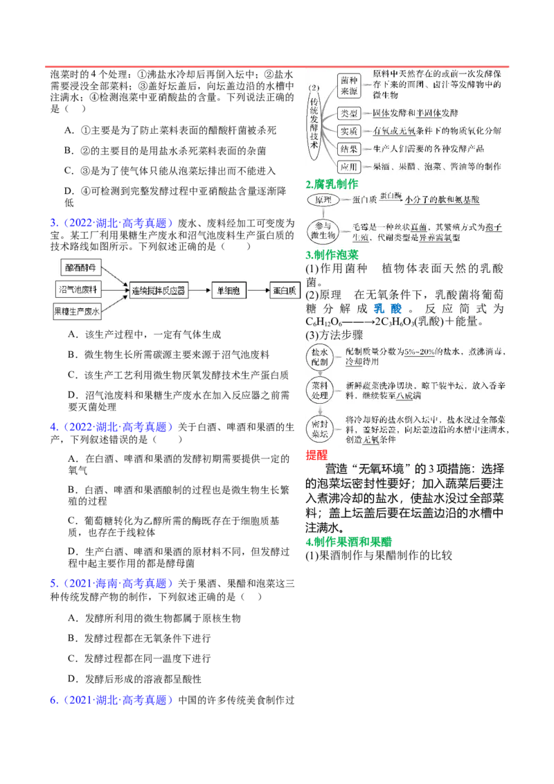 押新高考卷发酵工程（原卷版）-备战2024年高考生物临考题号押题（新高考通用）(1)_2024年新高考资料_5.2024三轮冲刺_备战2024年高考生物临考题号押题（新高考通用）322745222