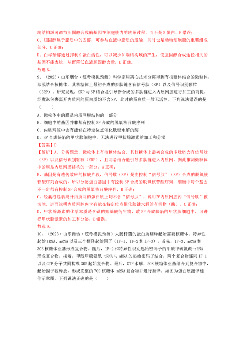 专题19基因的表达（精练）（解析版）_2024年新高考资料_1.2024一轮复习_备战2024年高考生物一轮复习串讲精练（新高考专用）