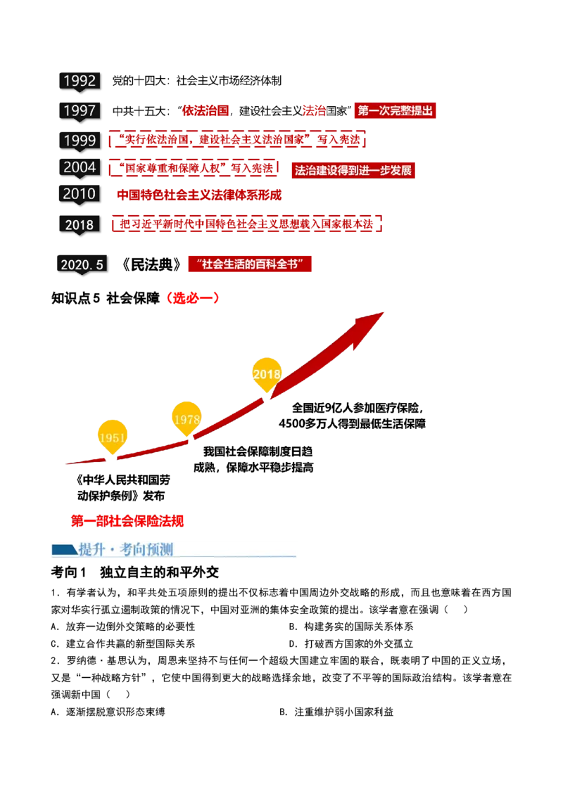 第22讲中华人民共和国成立和向社会主义的过渡（原卷版）_2024年新高考资料_1.2024一轮复习_2024年高考历史一轮复习讲练测（新教材新高考）_618