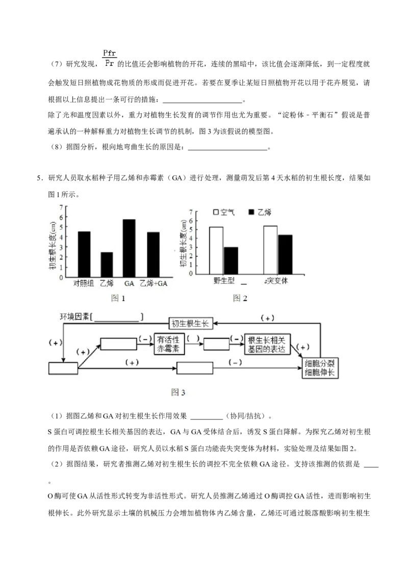 专题06植物生命活动的调节（原卷版）_2024年新高考资料_3.2024专项复习_2024年高考生物热点&middot;重点&middot;难点专练（上海专用）