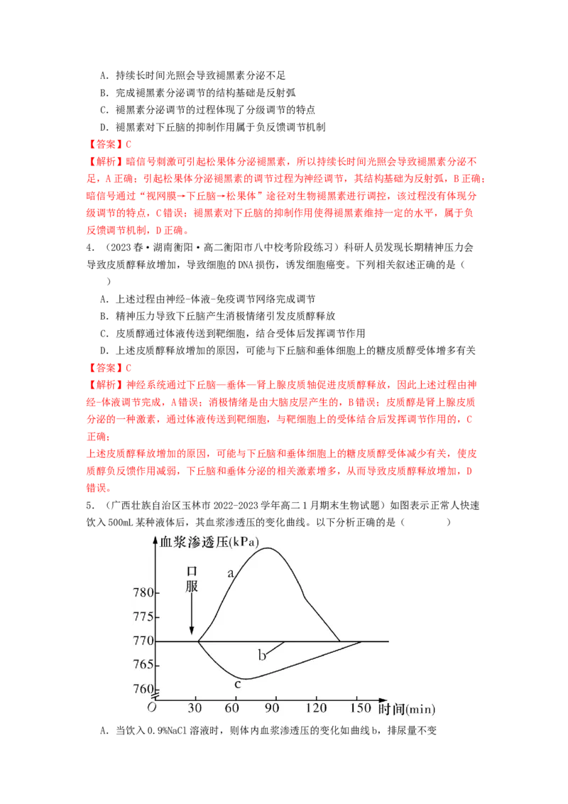 专题17体液调节和免疫调节（解析版）_2024年新高考资料_1.2024一轮复习_备战2024年高考生物一轮复习抢分特训（全国通用）