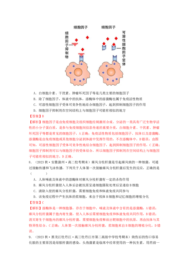 专题17体液调节和免疫调节（解析版）_2024年新高考资料_1.2024一轮复习_备战2024年高考生物一轮复习抢分特训（全国通用）