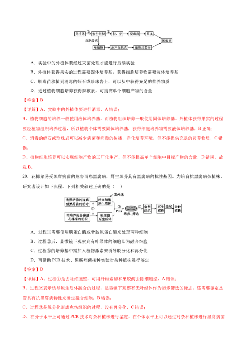 专题八生物技术与工程（测试）（解析版）_2024年新高考资料_2.2024二轮复习_2024年高考生物二轮复习讲练测（新教材新高考）