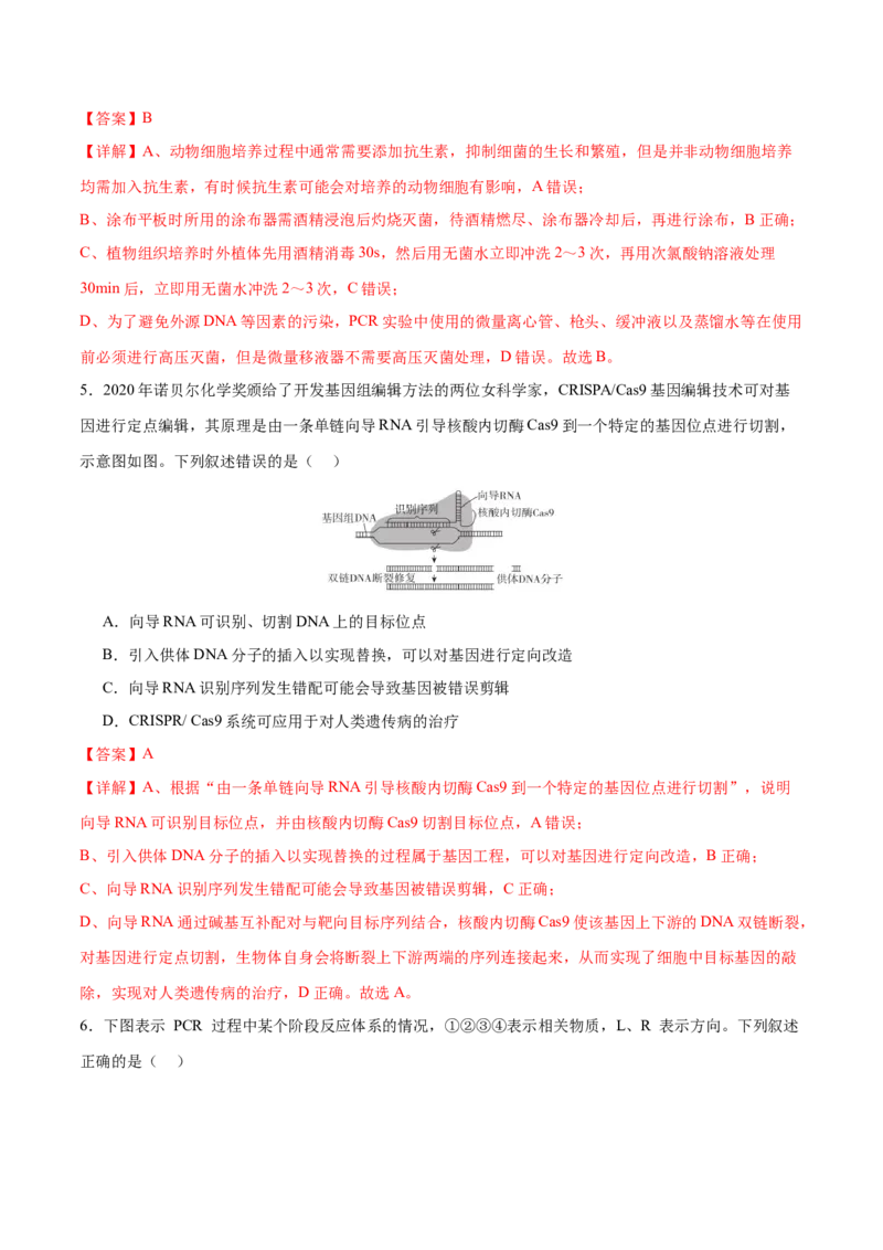 专题八生物技术与工程（测试）（解析版）_2024年新高考资料_2.2024二轮复习_2024年高考生物二轮复习讲练测（新教材新高考）