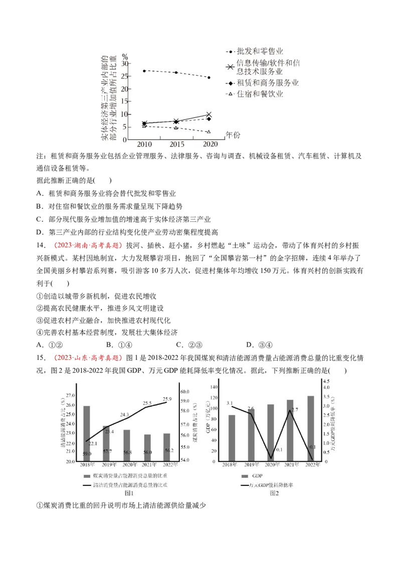 第07讲我国的经济发展（练习）（原卷版）_新高考复习资料_2025年新高考资料_2025年高考政治一轮复习讲练测（新教材新高考）