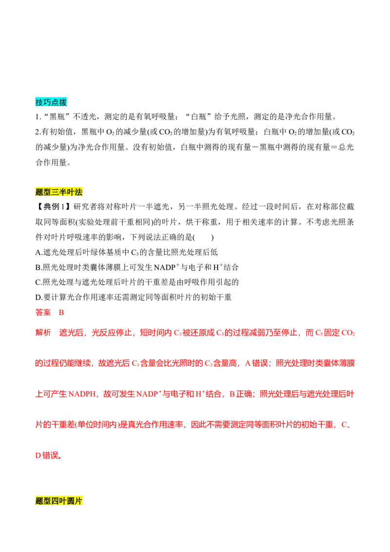 专题一光合作用与呼吸作用重难集训（解析版）_2024年新高考资料_5.2024三轮冲刺_2024年高考生物考前最后冲刺