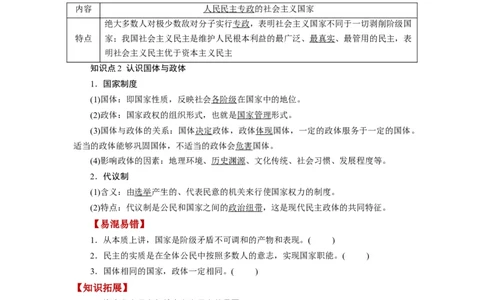 第01课国体与政体（讲义）（原卷版）_新高考复习资料_2024年新高考资料_一轮复习资料_完2024年高考政治一轮复习讲练测（课件+讲义+练习）（新教材新高考）_选择性必修1