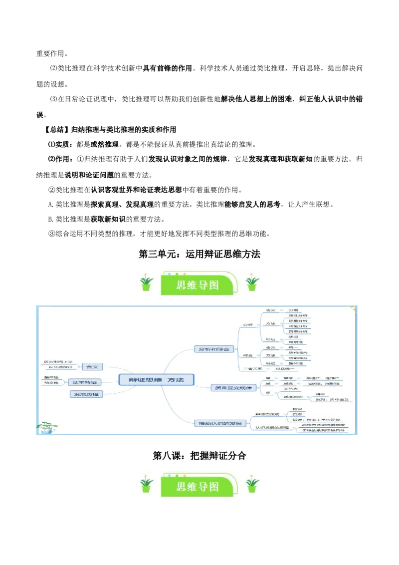 选择性必修三《逻辑与思维》知识清单-口袋书2024年高考政治一轮复习知识清单（新高考通用）_新高考复习资料_2024年新高考资料_专项复习资料