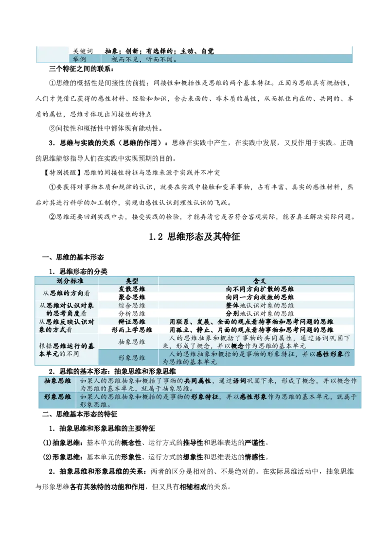 选择性必修三《逻辑与思维》知识清单-口袋书2024年高考政治一轮复习知识清单（新高考通用）_新高考复习资料_2024年新高考资料_专项复习资料