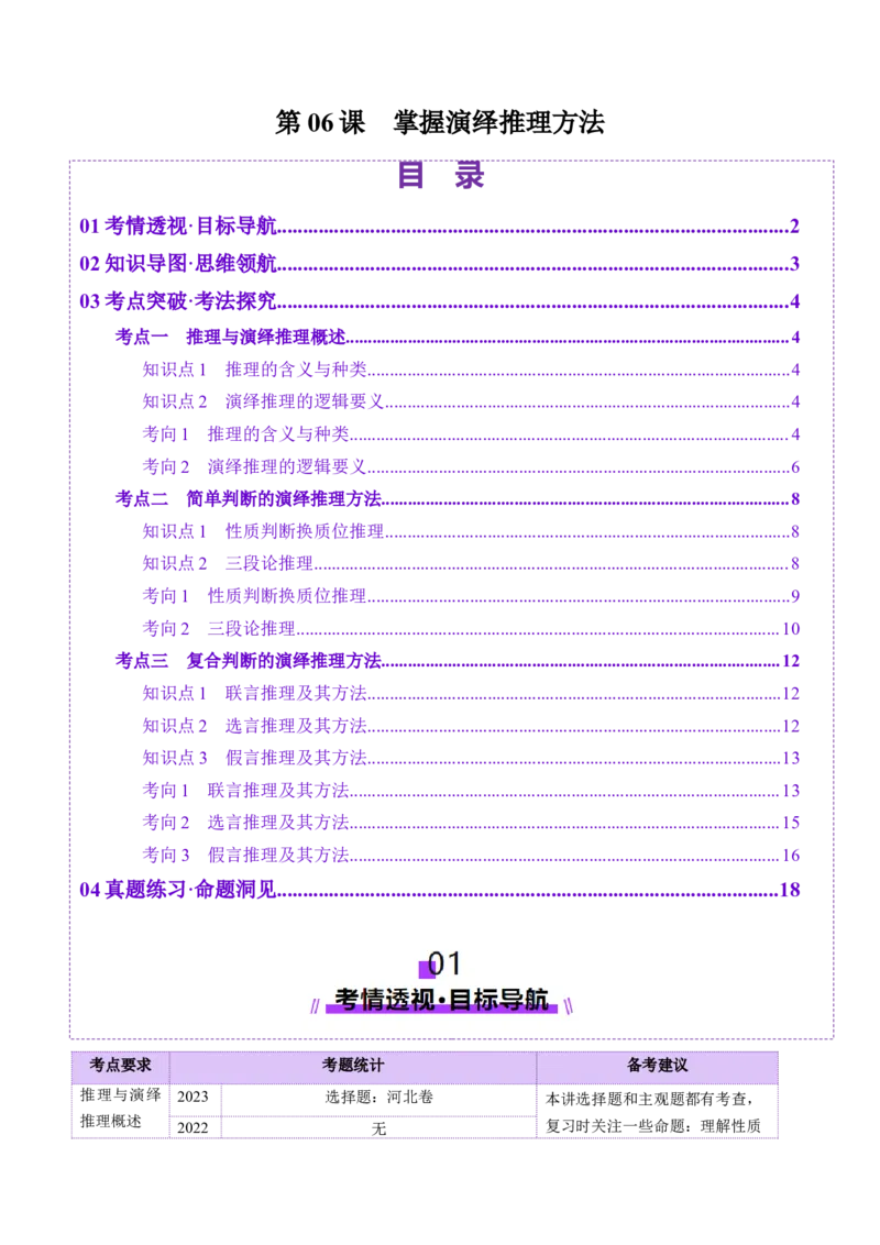 第06课掌握演绎推理方法（讲义）（原卷版）_新高考复习资料_2025年新高考资料_2025年高考政治一轮复习讲练测（新教材新高考）