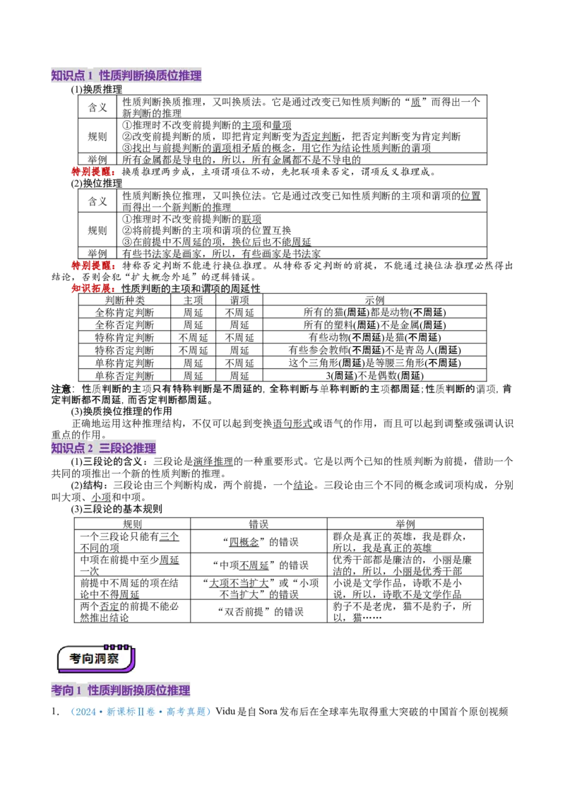 第06课掌握演绎推理方法（讲义）（原卷版）_新高考复习资料_2025年新高考资料_2025年高考政治一轮复习讲练测（新教材新高考）