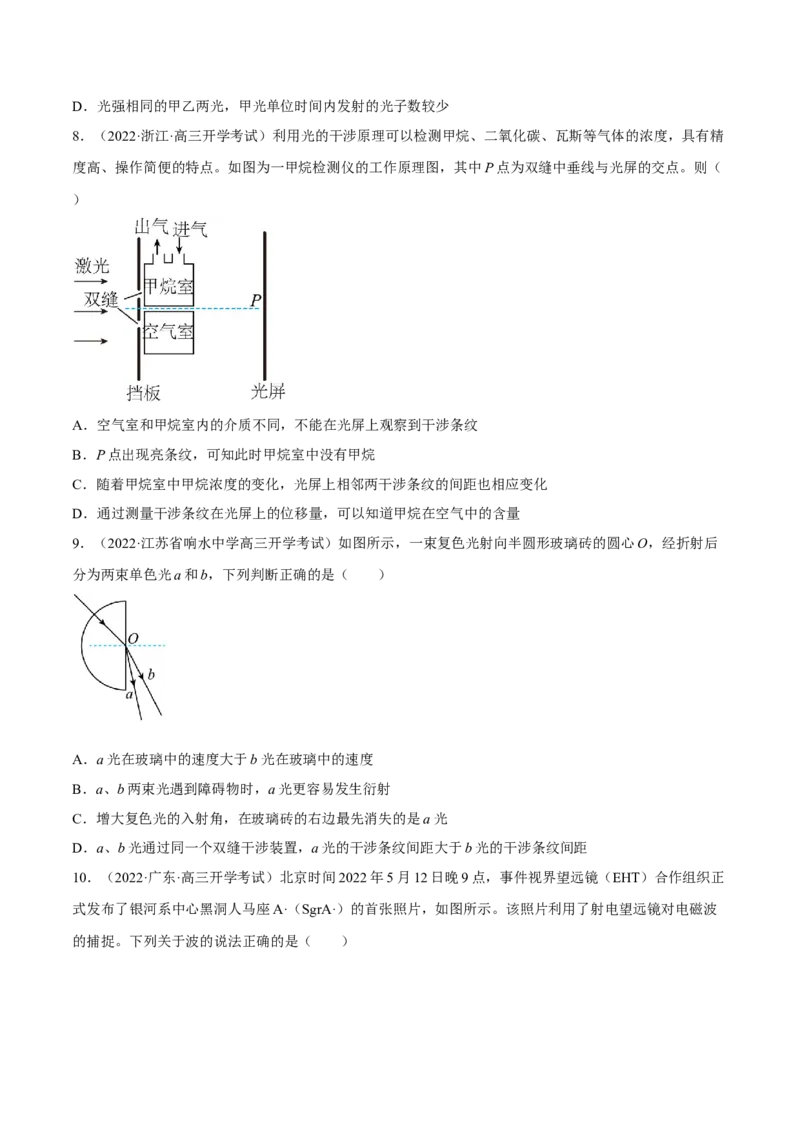 16.2光的干涉、衍射和偏振（练）--2023年高考物理一轮复习讲练测（全国通用）（原卷版）_04高考物理_通用版（老高考）复习资料_2023年复习资料_一轮复习