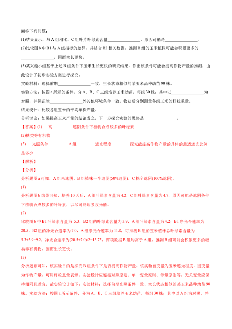 专题03光合作用和细胞呼吸-2022年高考真题和模拟题生物分专题训练（教师版含解析）_2024年新高考资料_1.2024一轮复习_赠2022年高考生物真题与模拟题分类