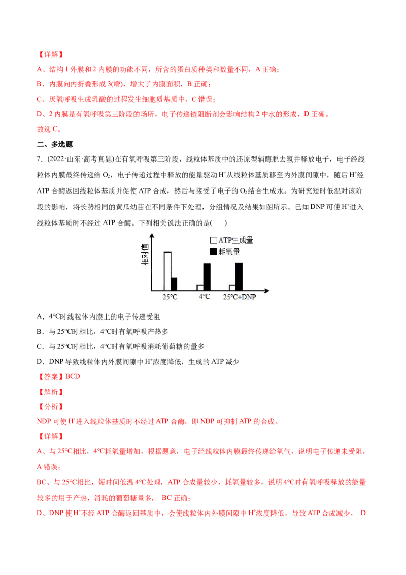 专题03光合作用和细胞呼吸-2022年高考真题和模拟题生物分专题训练（教师版含解析）_2024年新高考资料_1.2024一轮复习_赠2022年高考生物真题与模拟题分类