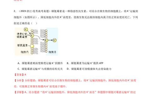 宝典03细胞的物质输入和输出（解析版）_2024年新高考资料_1.2024一轮复习_2024年高考生物一轮复习知识清单