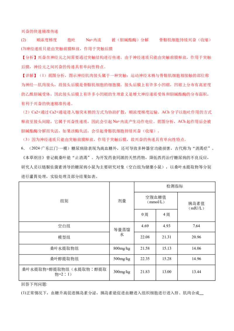 押广东卷第18题生命活动的调节（解析版）_2024年新高考资料_5.2024三轮冲刺_备战2024年高考生物临考题号押题（广东专用）323137816