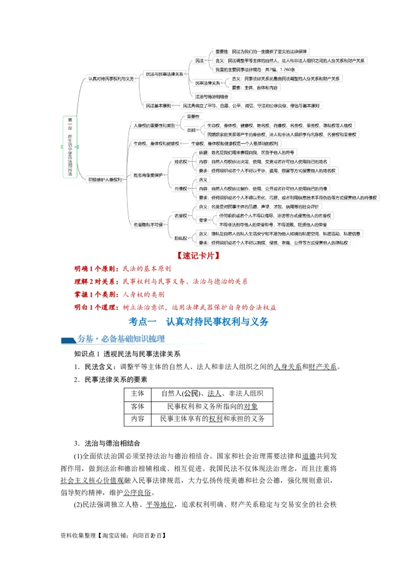第01课在生活中学民法用民法（讲义）（解析版）_新高考复习资料_2024年新高考资料_一轮复习资料_完2024年高考政治一轮复习讲练测（课件+讲义+练习）（新教材新高考）_选择性必修2