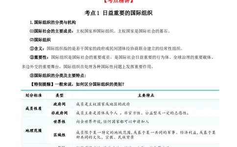 第八课主要的国际组织（精品讲义）_新高考复习资料_2024年新高考资料_一轮复习资料_完2024年高考政治一轮复习考点帮（课件+讲义+练习）（新教材新高考）