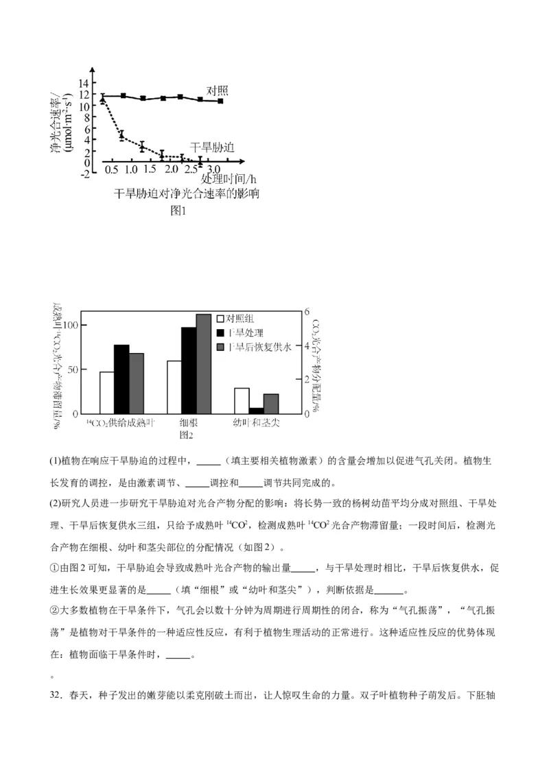 专题32植物生命活动调节（原卷版)_2024年新高考资料_3.2024专项复习_备战2024年高考生物一轮复习重难点专项突破_专题32植物生命活动调节-备战2024年高考生物一轮复习重难点专项突破
