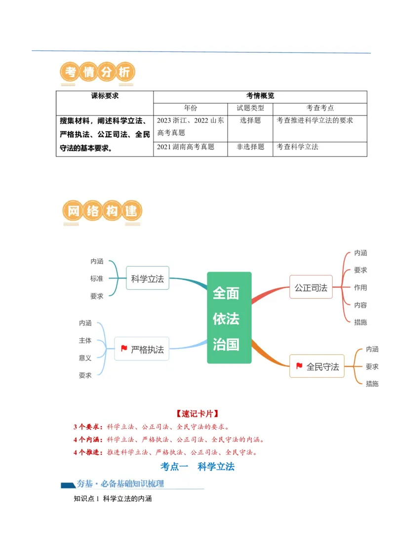 第09课全面推进依法治国的基本要求（讲义）（原卷版）_新高考复习资料_2024年新高考资料_一轮复习资料_完2024年高考政治一轮复习讲练测（课件+讲义+练习）（新教材新高考）_必修3