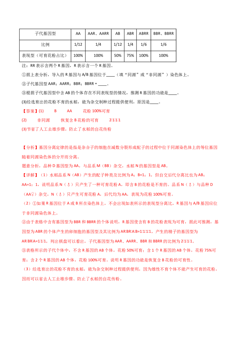 专题04遗传的基本规律和人类遗传病（解析版）_2024年新高考资料_3.2024专项复习_2024年高考生物热点&middot;重点&middot;难点专练（新高考专用）