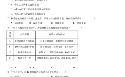 专题一分子与细胞（选择题特训）-2024年高考生物二轮复习专题训练（全国通用）（解析版）_2024年新高考资料_2.2024二轮复习_2024年高考生物二轮复习专题训练（全国通用）