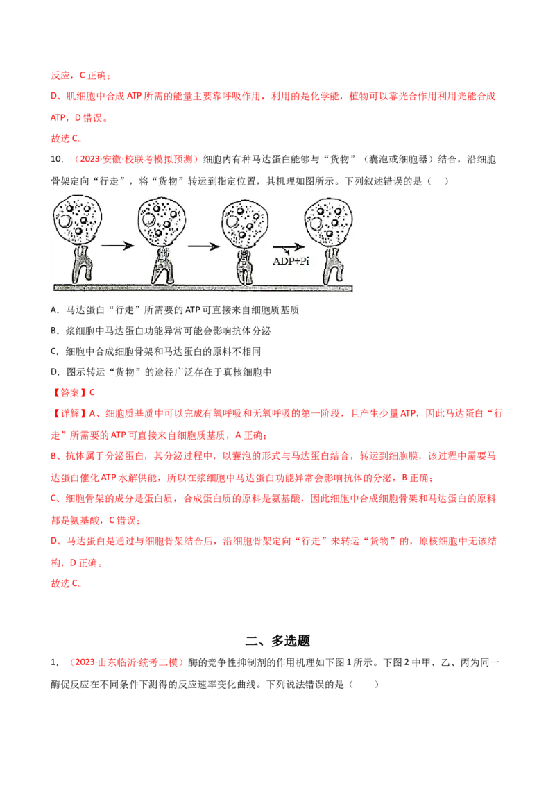 专题03酶与ATP（解析版）_2024年新高考资料_3.2024专项复习_备战2024年高考生物一轮复习重难点突破讲解与训练（新教材）