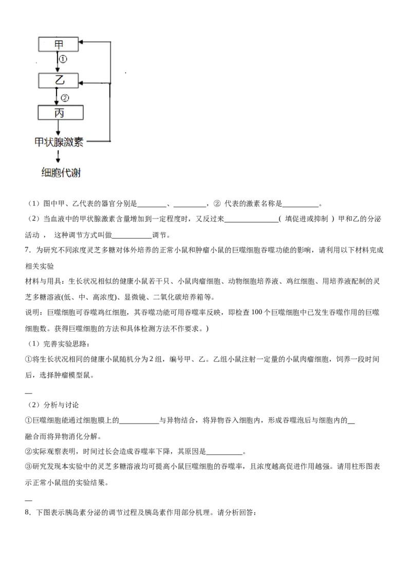 专题三稳态与调节（综合题特训）-2024年高考生物二轮复习专题训练（全国通用）（原卷版）_2024年新高考资料_2.2024二轮复习_2024年高考生物二轮复习专题训练（全国通用）