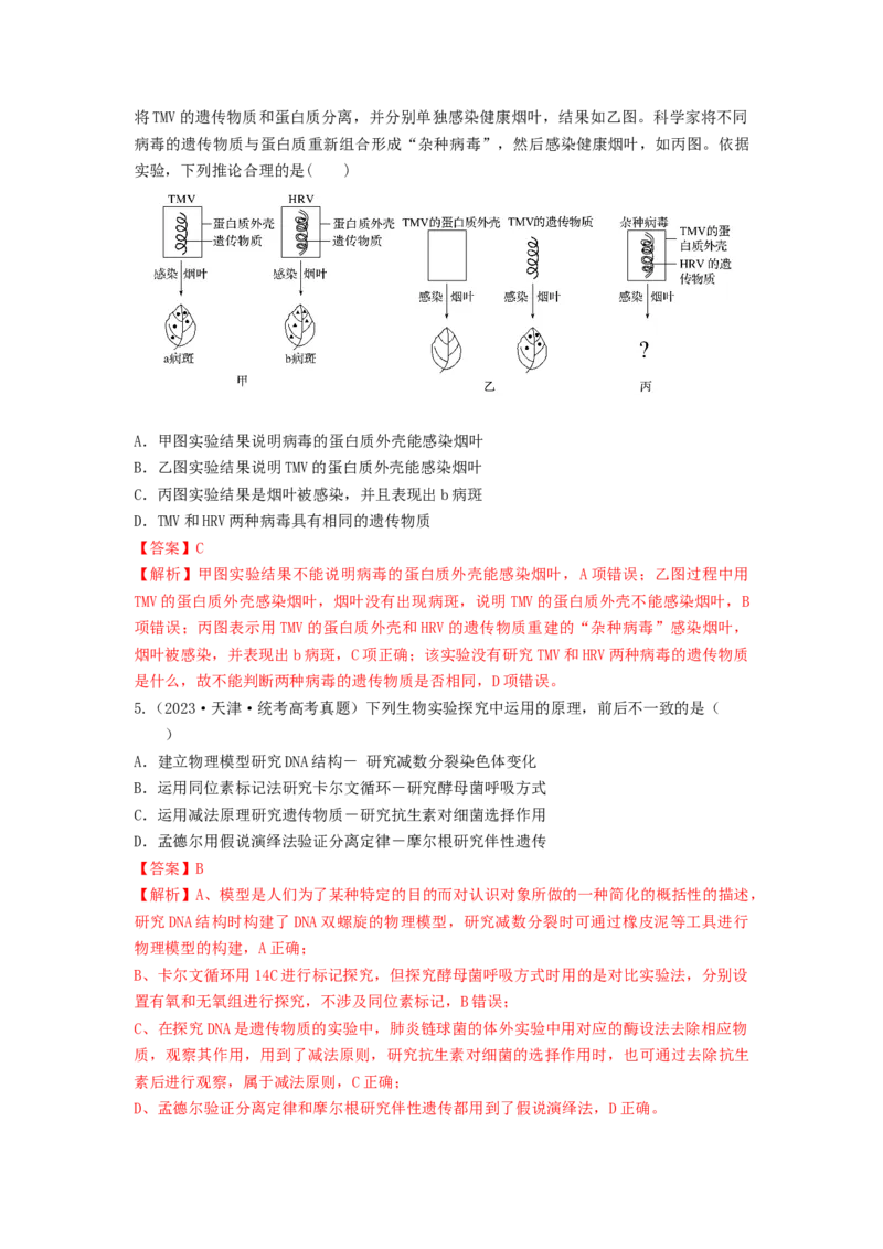 专题17DNA是主要的遗传物质（串讲）（解析版）_2024年新高考资料_1.2024一轮复习_备战2024年高考生物一轮复习串讲精练（新高考专用）