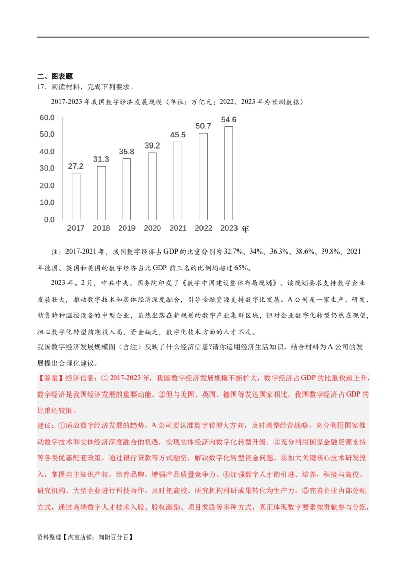必修二《经济与社会》（测试）（解析版）_新高考复习资料_2024年新高考资料_二轮复习资料_2024年高考政治二轮复习讲练测（新教材新高考）_配套练习（原卷版+解析版）