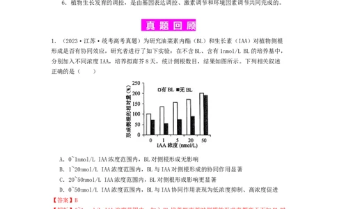 专题18植物生命活动调节（解析版）_2024年新高考资料_1.2024一轮复习_备战2024年高考生物一轮复习抢分特训（全国通用）