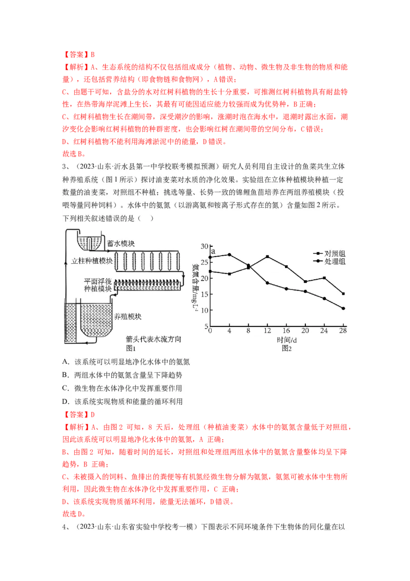 专题30生态系统的结构与能量流动（精练）（解析版）_2024年新高考资料_1.2024一轮复习_备战2024年高考生物一轮复习串讲精练（新高考专用）