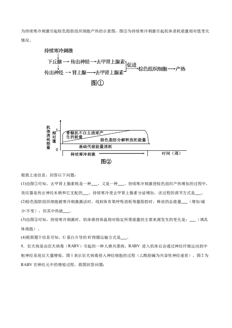 押新高考卷稳态与调节（原卷版）-备战2024年高考生物临考题号押题（新高考通用）_2024年新高考资料_5.2024三轮冲刺_备战2024年高考生物临考题号押题（新高考通用）322745222_61