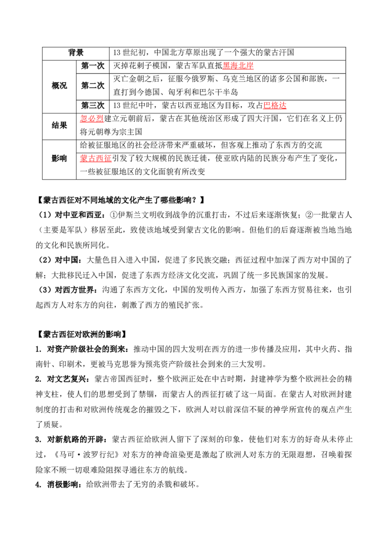 第五单元　战争与文化交锋+-背记手册高中历史全册最新核心考点必背清单（选择性必修一二三）_2024年新高考资料_1.2024一轮复习_选择性必修3：文化交流与传播