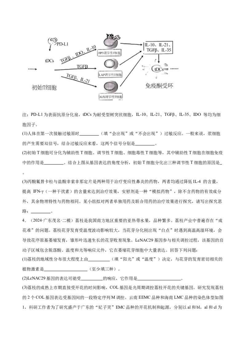 押广东卷第18题生命活动的调节（原卷版）_2024年新高考资料_5.2024三轮冲刺_备战2024年高考生物临考题号押题（广东专用）323137816