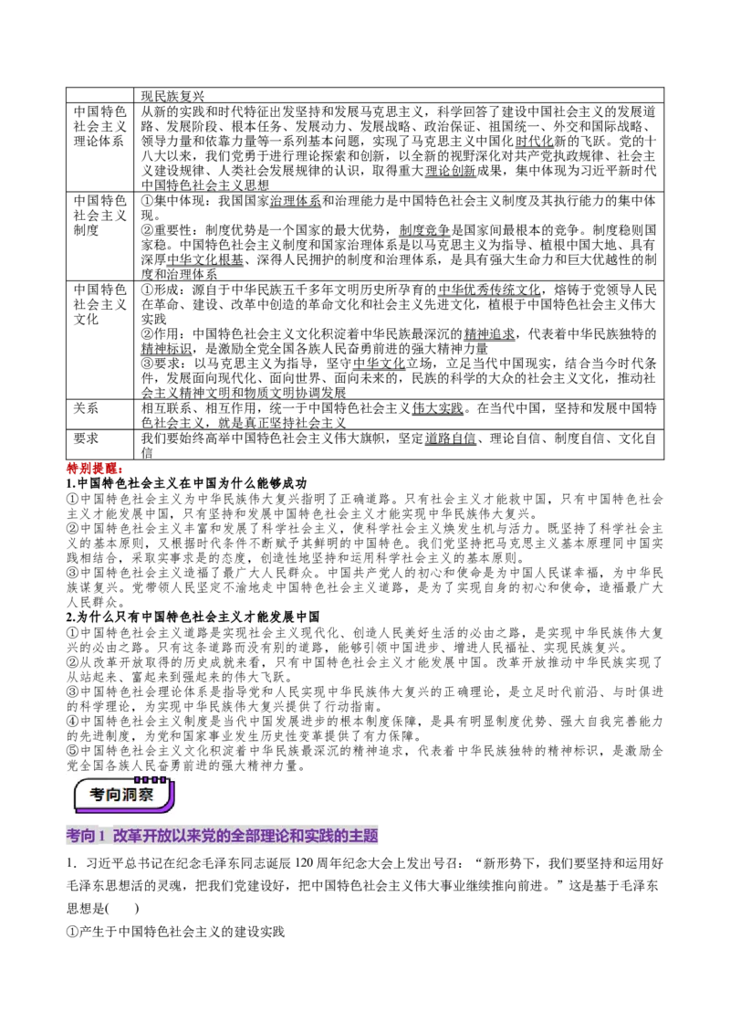 第03讲只有中国特色社会主义才能发展中国（讲义）（解析版）_新高考复习资料_2025年新高考资料_2025年高考政治一轮复习讲练测（新教材新高考）