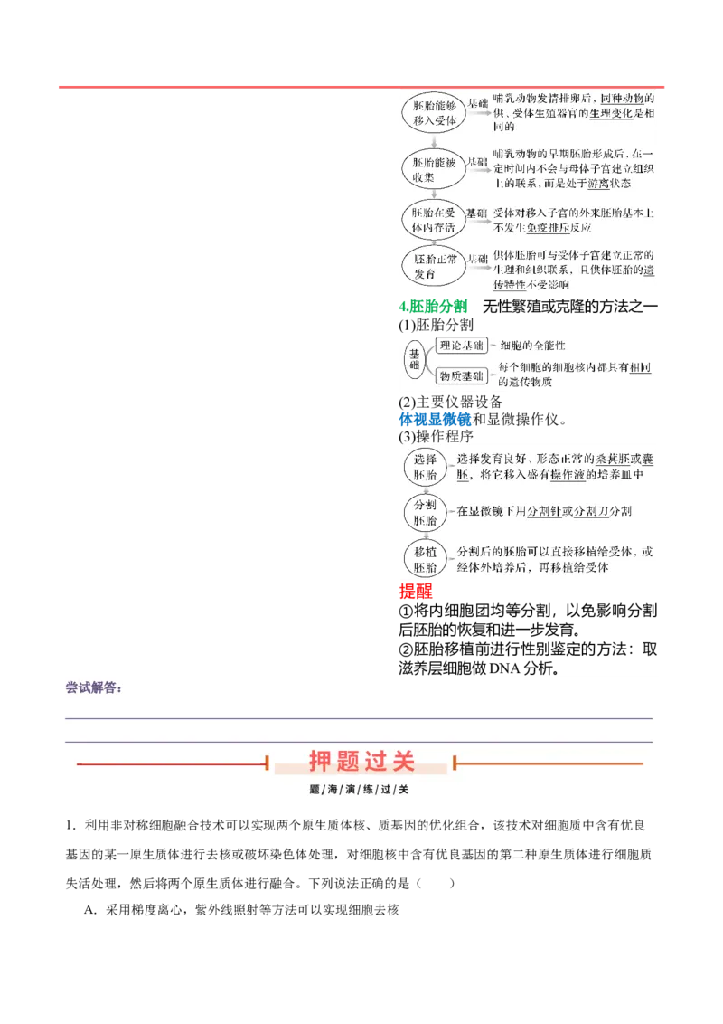 押新高考卷生物技术与工程（原卷版）-备战2024年高考生物临考题号押题（新高考通用）_2024年新高考资料_5.2024三轮冲刺_备战2024年高考生物临考题号押题（新高考通用）322745222