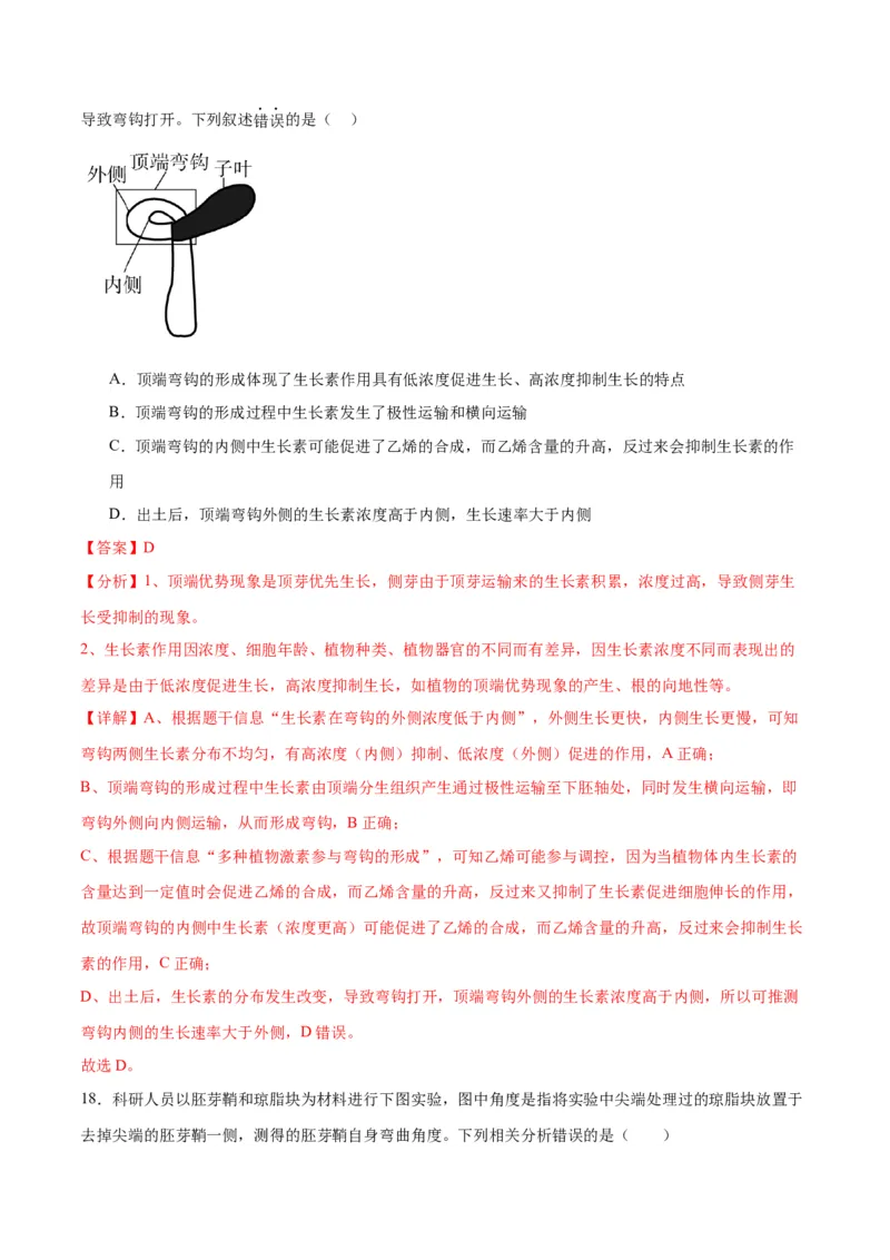 专题32植物生命活动调节（解析版)_2024年新高考资料_3.2024专项复习_备战2024年高考生物一轮复习重难点专项突破_专题32植物生命活动调节-备战2024年高考生物一轮复习重难点专项突破