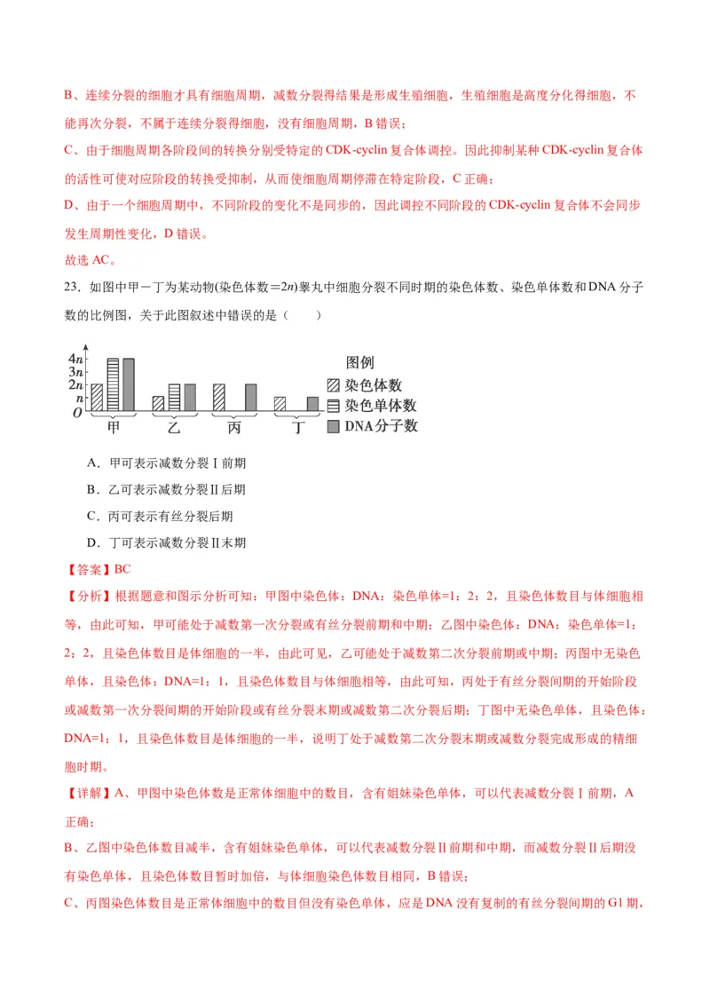 专题13减数分裂和受精作用（解析版)_2024年新高考资料_3.2024专项复习_备战2024年高考生物一轮复习重难点专项突破_专题13减数分裂和受精作用