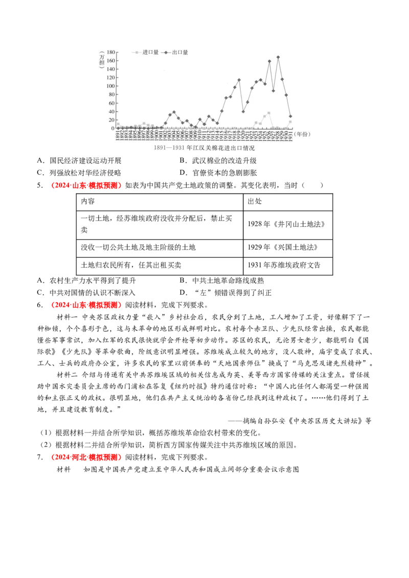 第15讲南京国民政府的统治和中国开辟革命新道路（练习）（原卷版）_2025年新高考资料_一轮复习_2025年高考历史一轮复习讲练测（新教材新高考）