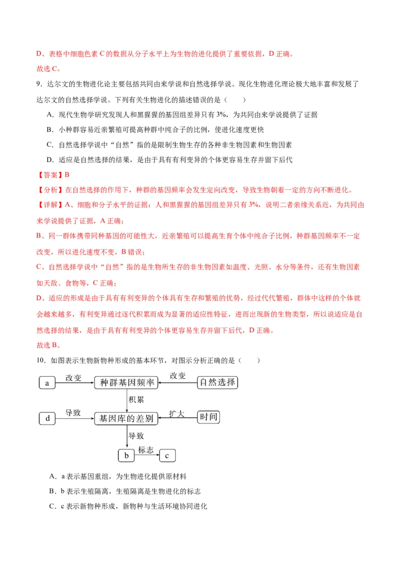 专题24生物的进化（解析版)_2024年新高考资料_3.2024专项复习_备战2024年高考生物一轮复习重难点专项突破_专题24生物的进化-备战2024年高考生物一轮复习重难点专项突破