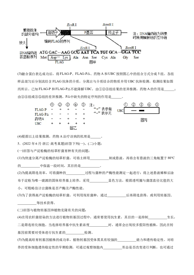 专题14生物技术与工程-2022年高考真题和模拟题生物分专题训练（学生版）_2024年新高考资料_1.2024一轮复习_赠2022年高考生物真题与模拟题分类